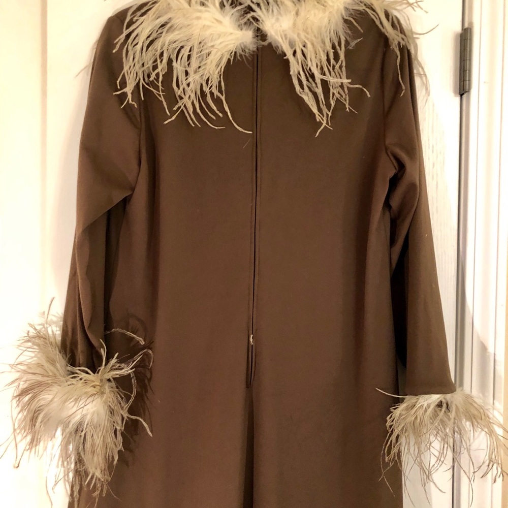 Exquisite 1960s Dress W/ Ostrich Feather - Picture 4 of 8